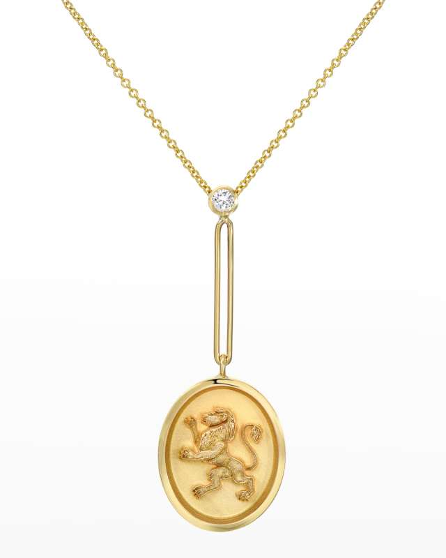 Yellow Gold Grand Lion Pendant Necklace